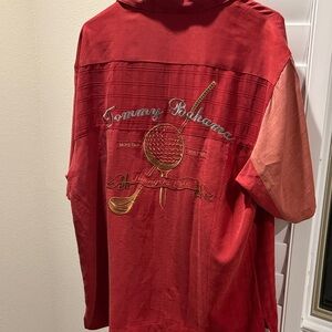 Tommy Bahama Red Golf Embroidered Shirt